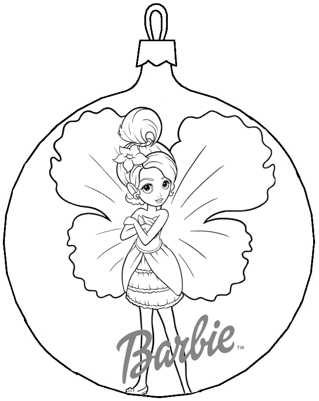 Kolorowanka bombka choinkowa z barbie